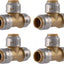 Tee 1/2" comp latón PEX cobre CPVC 4 Pzas