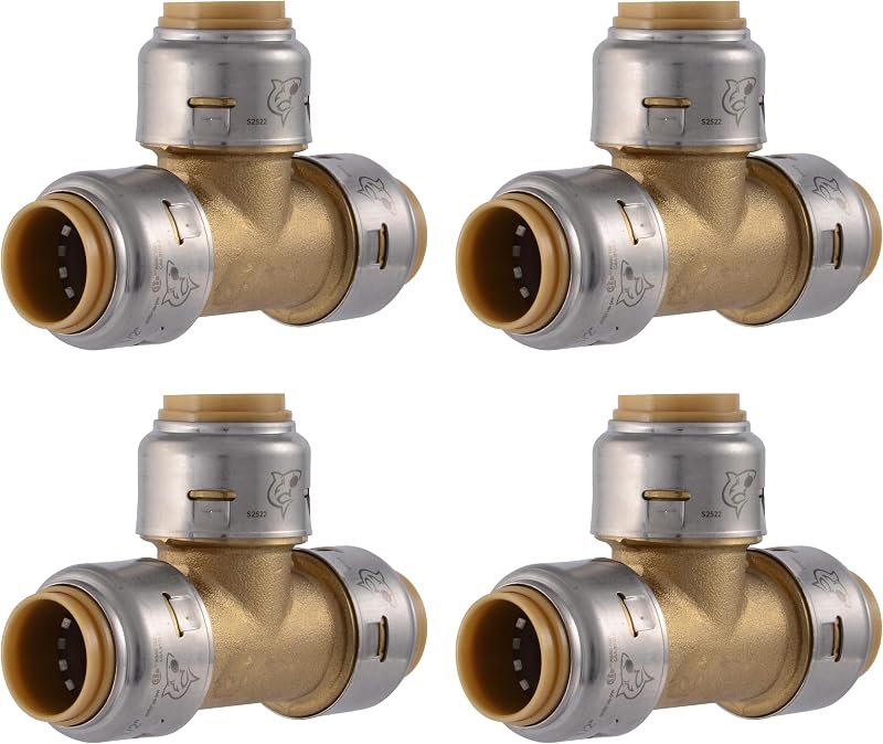 Tee 1/2" comp latón PEX cobre CPVC 4 Pzas