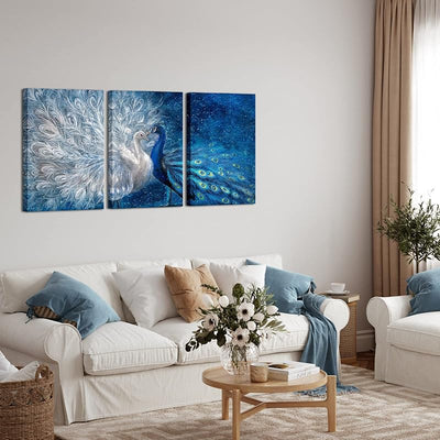 Lienzo pavo real azul y blanco para sala dormitorio
