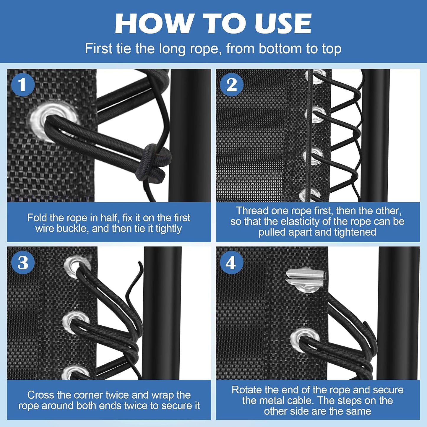 4 Cables Repuesto Silla Gravedad Cero Cuerda Elástica Negra