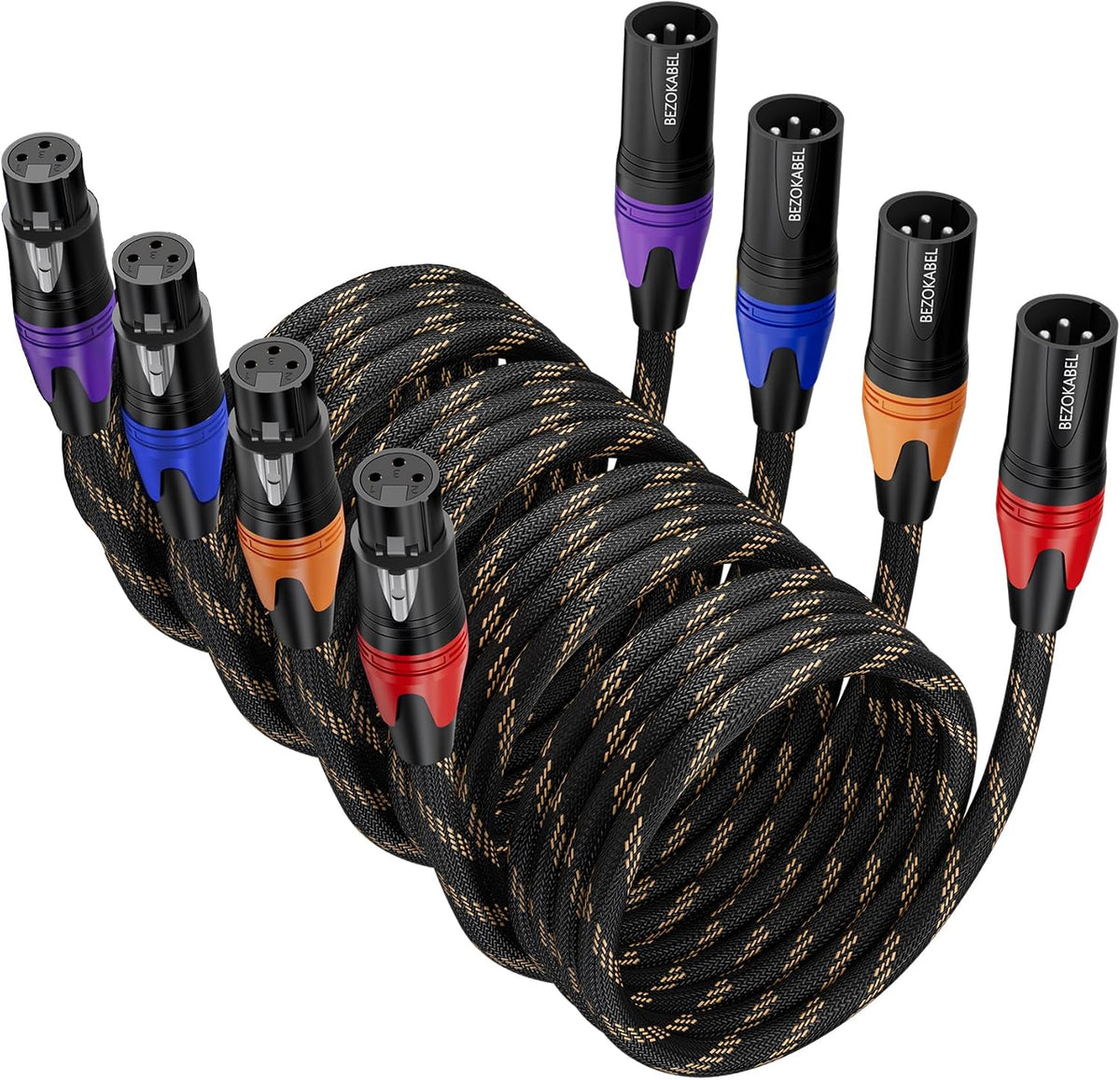 Cables XLR 25ft 3 Pines Macho a Hembra Trenzado 4 Pzas