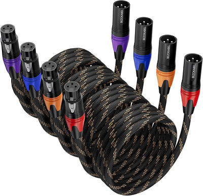 Cables XLR 25ft 3 Pines Macho a Hembra Trenzado 4 Pzas