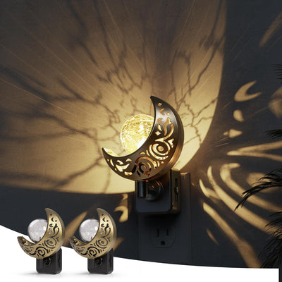 2 Luces Nocturnas Decorativas Globo Cristal Sensor Atardecer