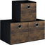Cubo almacenamiento veta madera tela gruesa paquete 3