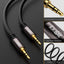 Cable audio 3.5mm 75ft OFC chapado oro negro 5 bridas