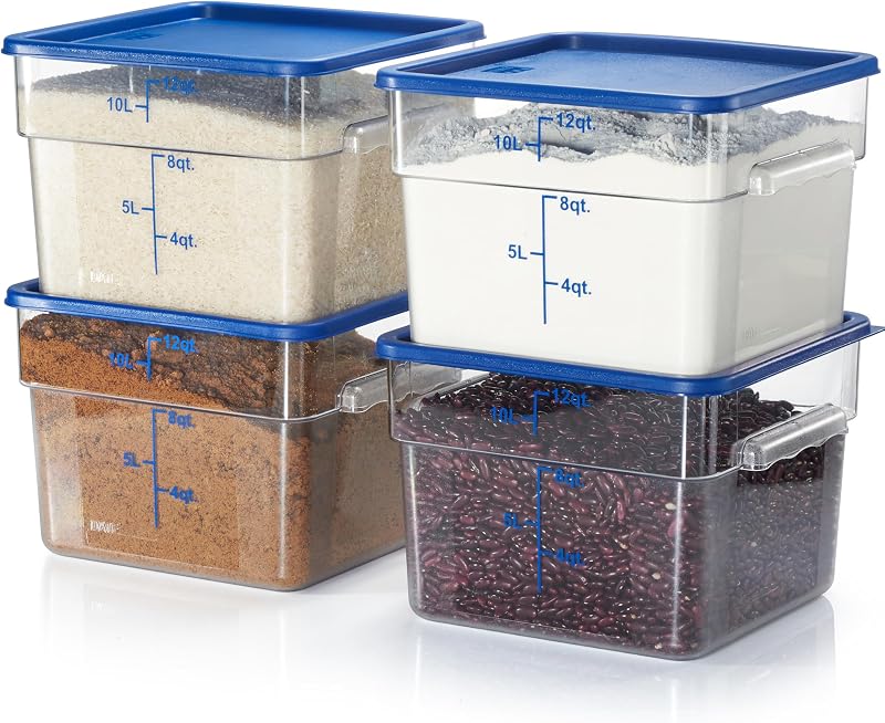 4 Recipientes Almacenamiento Alimentos 12qt NSF Azules