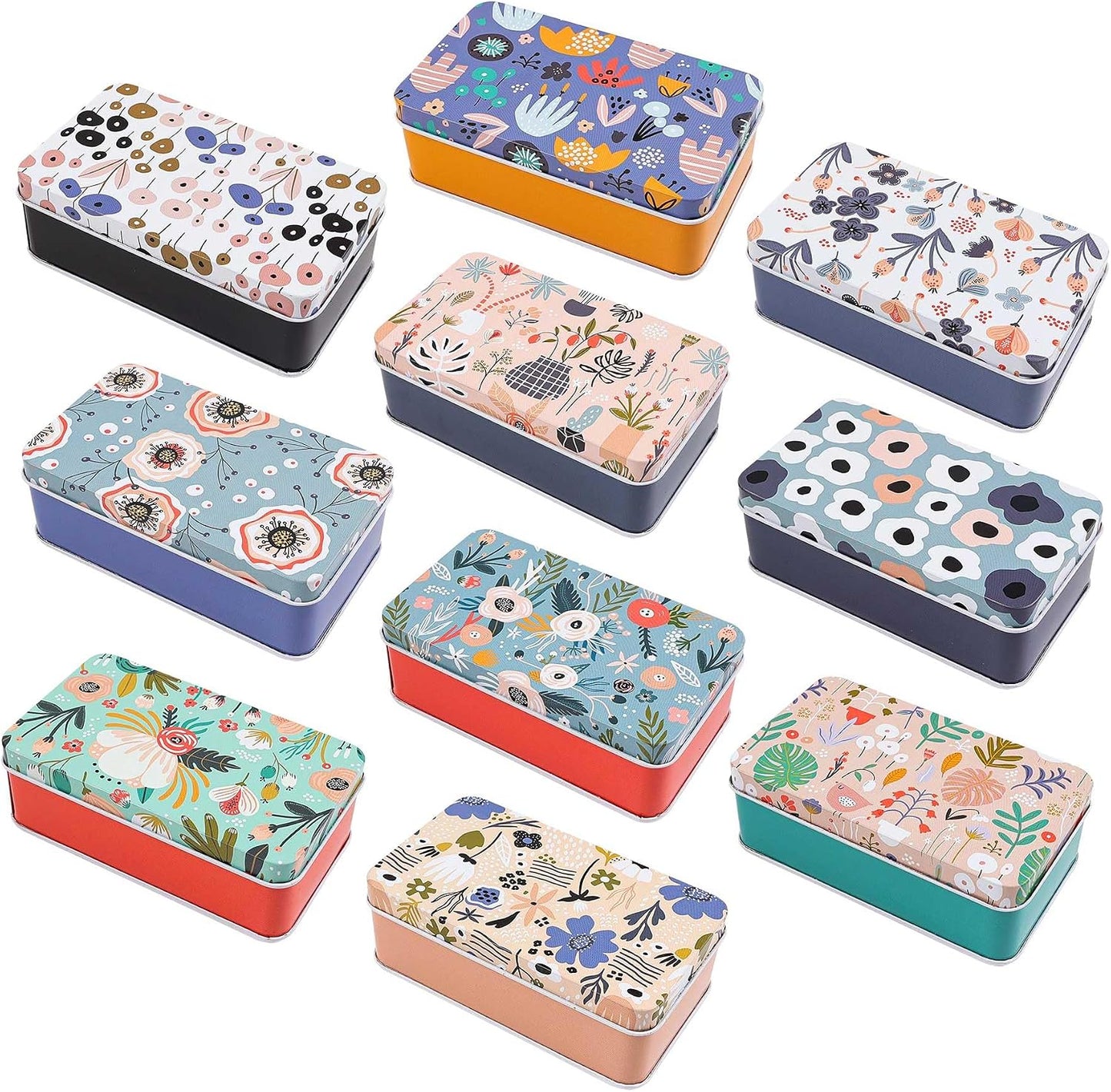 5 Pzas Cajas Hojalata Rectangular para Almacenar Joyas