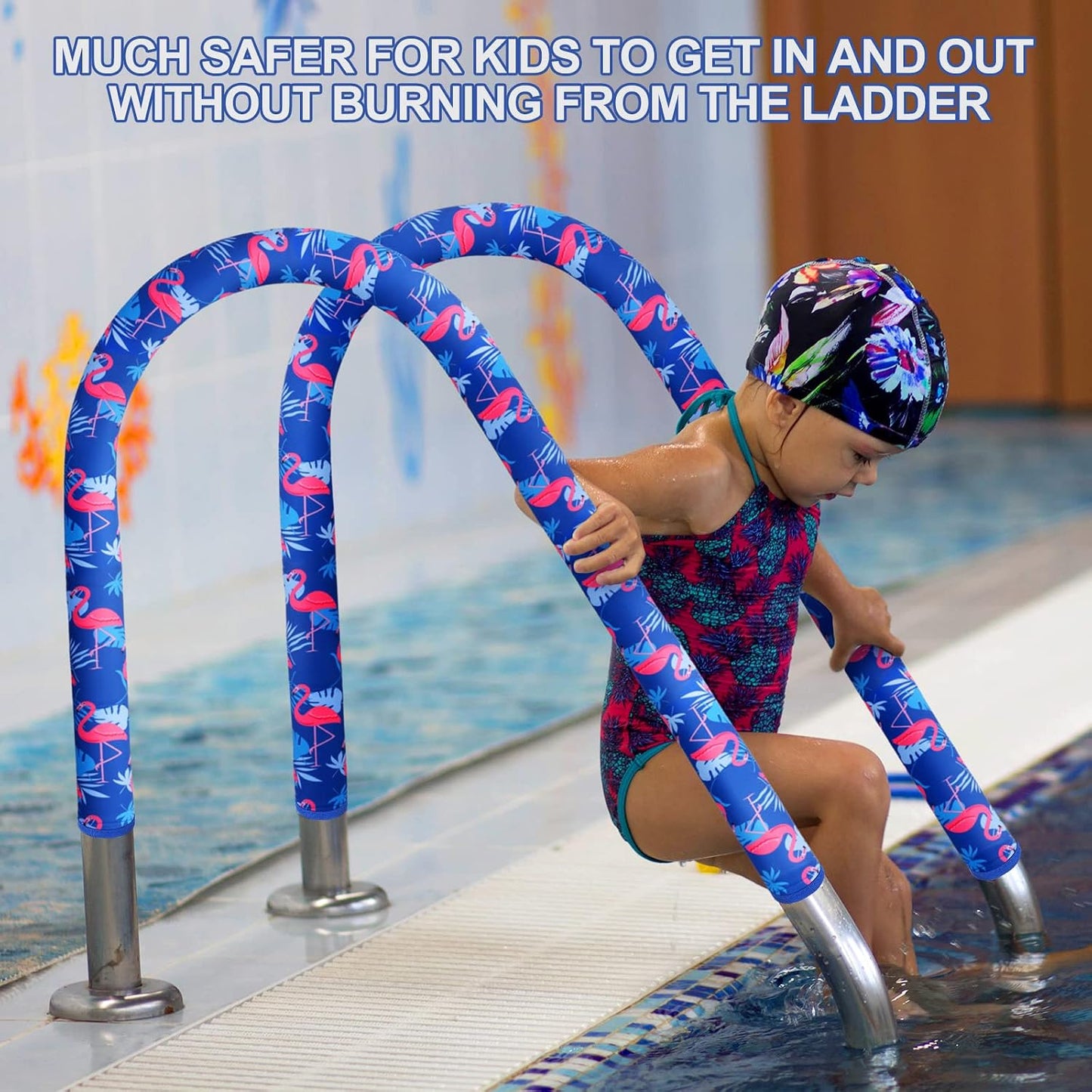 Cubierta pasamanos piscina 4ft antiderrap azul flamenco