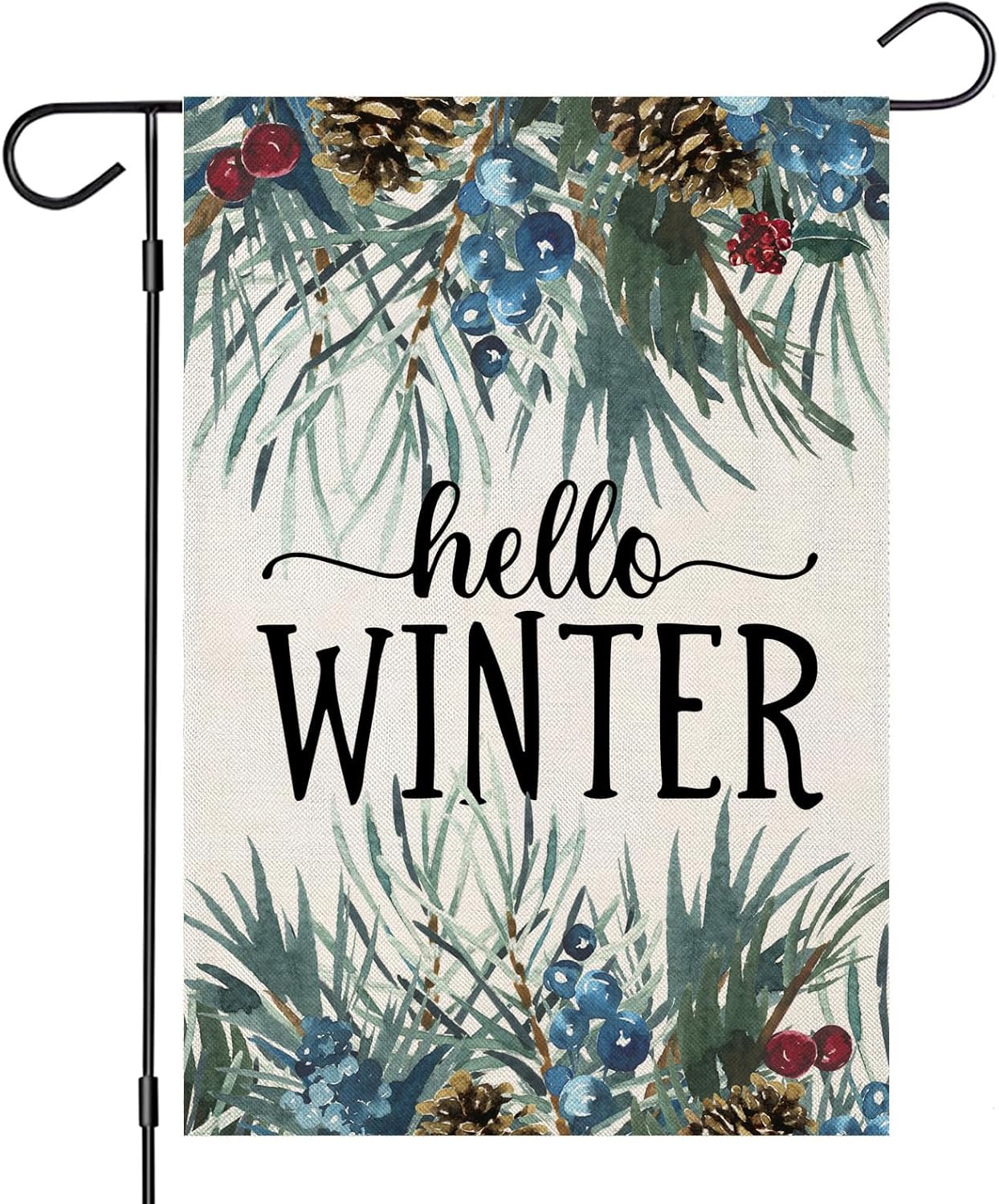 Banderas jardín invierno 12x18pulg ramitas pino