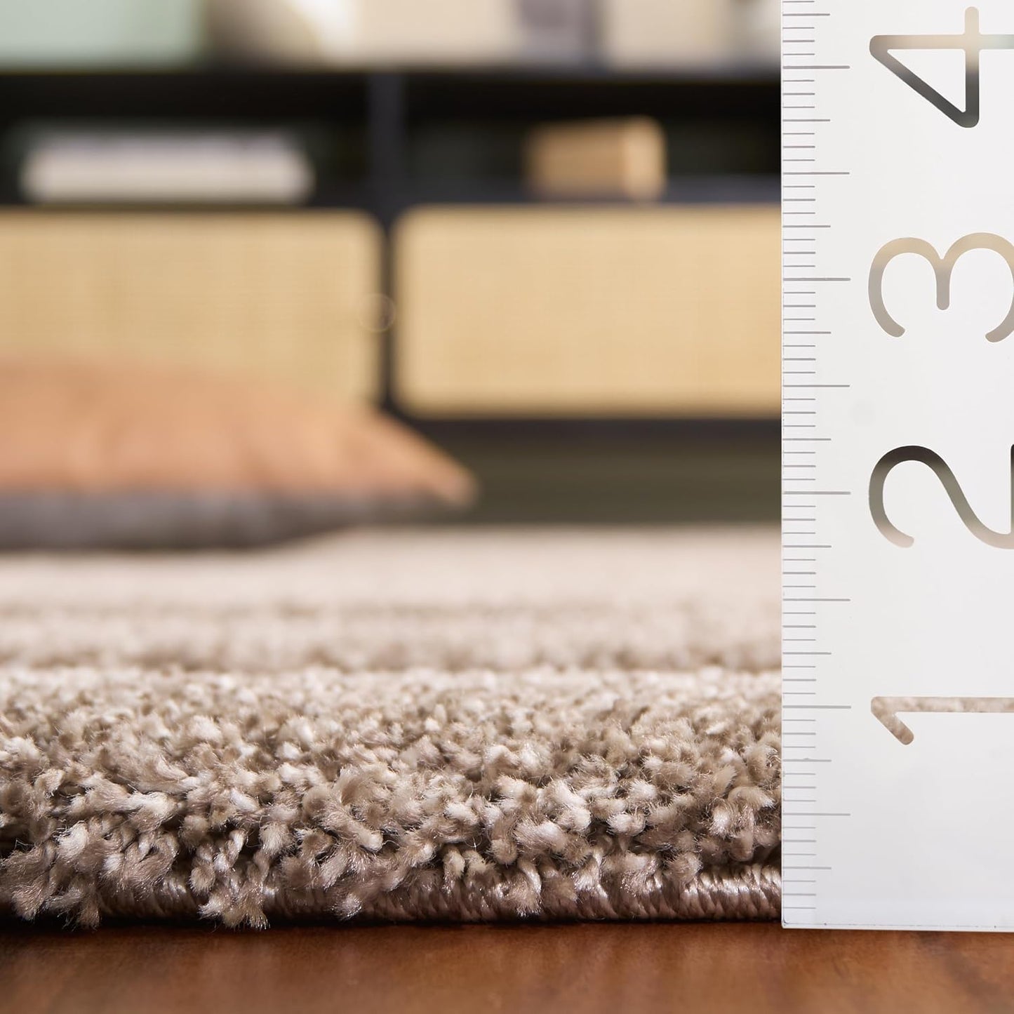 Alfombra redonda 8ft beige no se desprende 1.2pulg