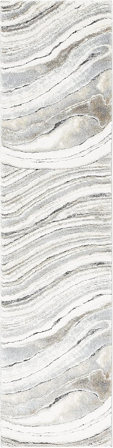 Alfombra pasillo 2ft2pulg x 9ft color marfil y gris