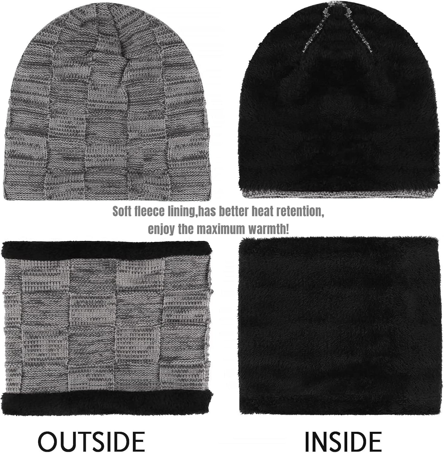 Set 2 Gorros Invierno Hombre Bufanda Calentador Cuello