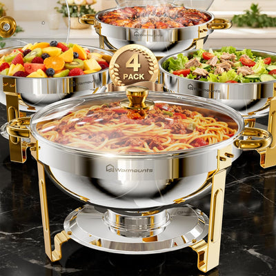 Tapa vidrio oro para platos buffet 5qt