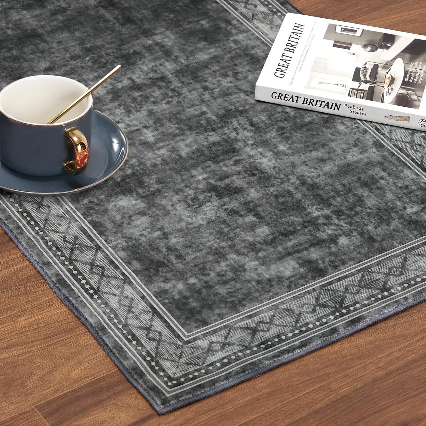 Alfombra pasillo 2x6ft lavable antiderrap gris
