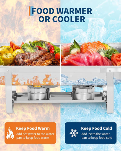 Set 6 Chafer Acero Inox Rectangular Plegable Plata
