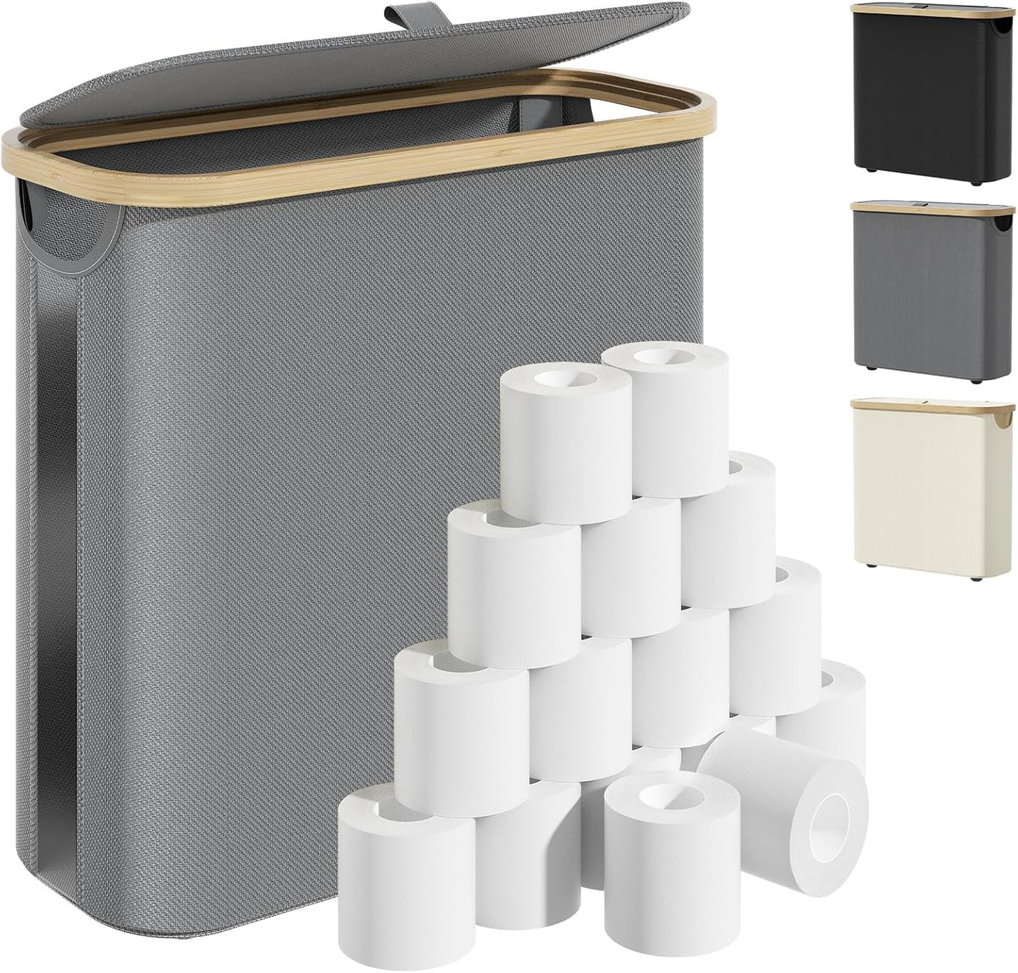 Cesta papel higiénico con tapa asa plegable 12-16 rollos