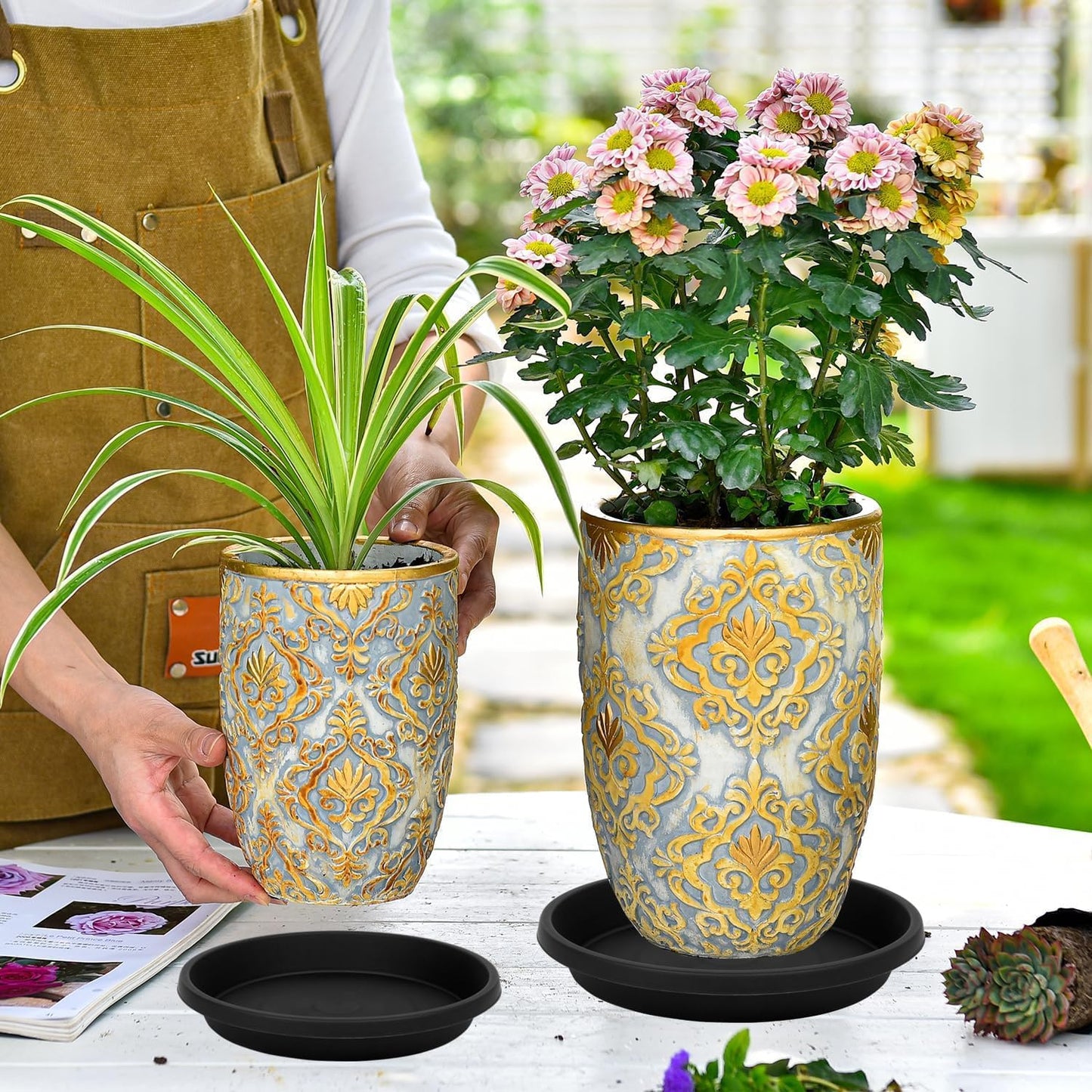 5 Pzas Platillos Plástico 10" para Plantas Interiores