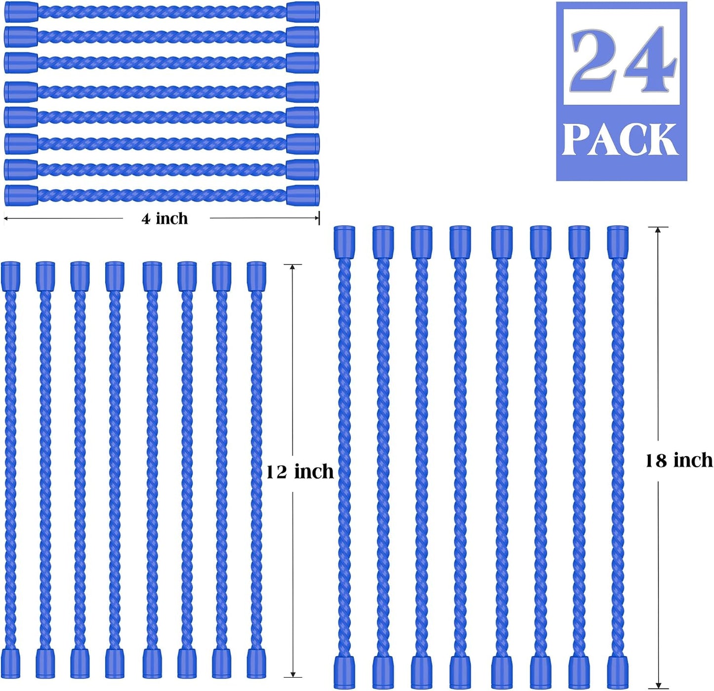 24 Pzas Bridas Cable Silicona 4-18pulg Reutilizables