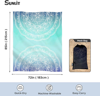 Manta playa suave 106x81pulg con bolsillos malla diseño mandala