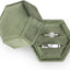Caja anillos terciopelo vintage doble tapa desmontable verde