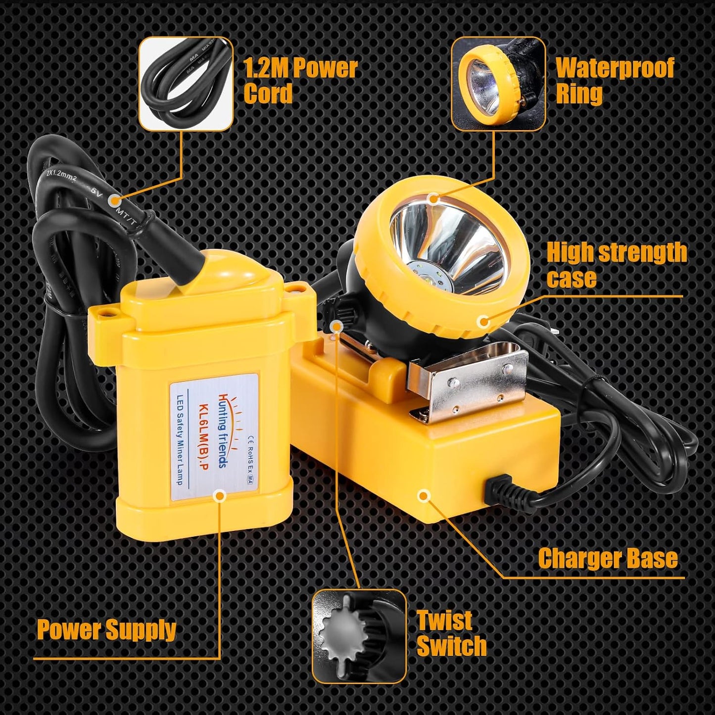 Linterna frontal LED recargable impermeable para casco