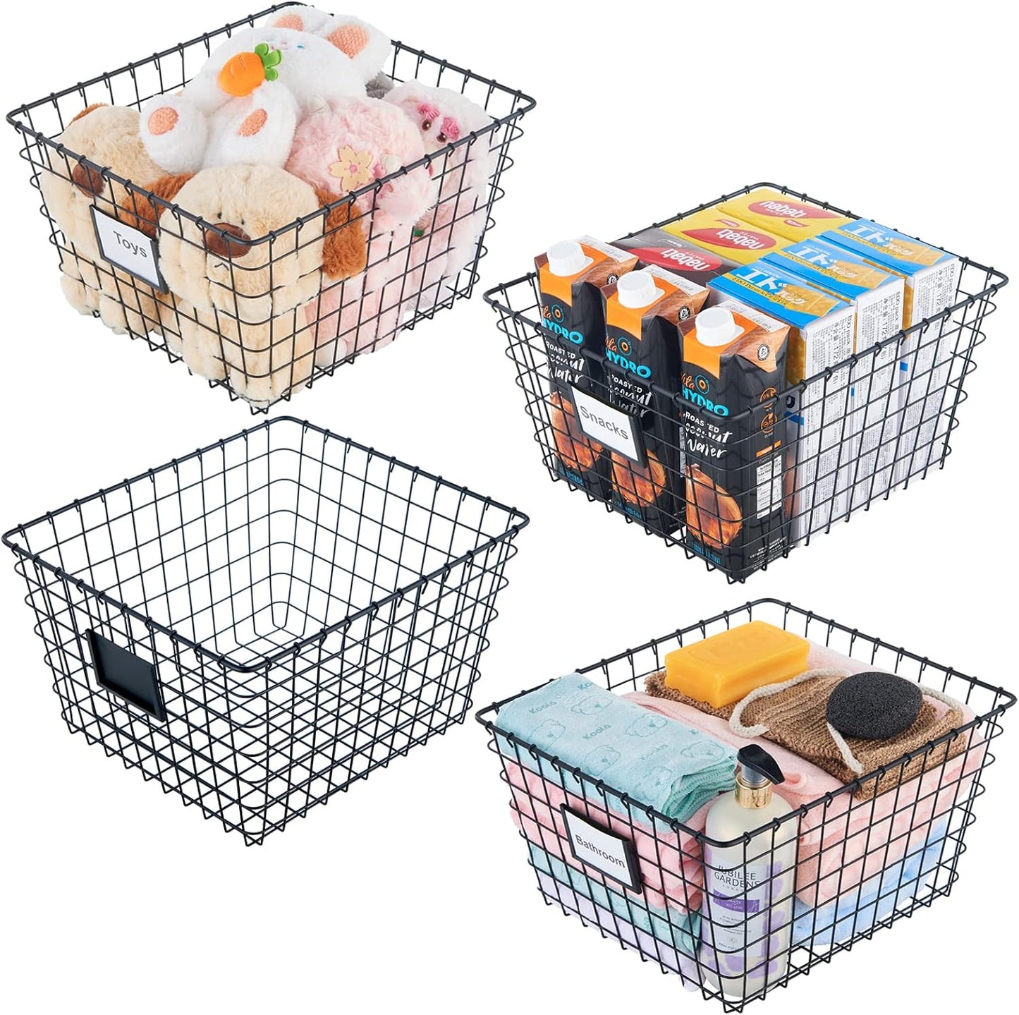 4 Canastas Almacenamiento Alambre para Organizar Hogar