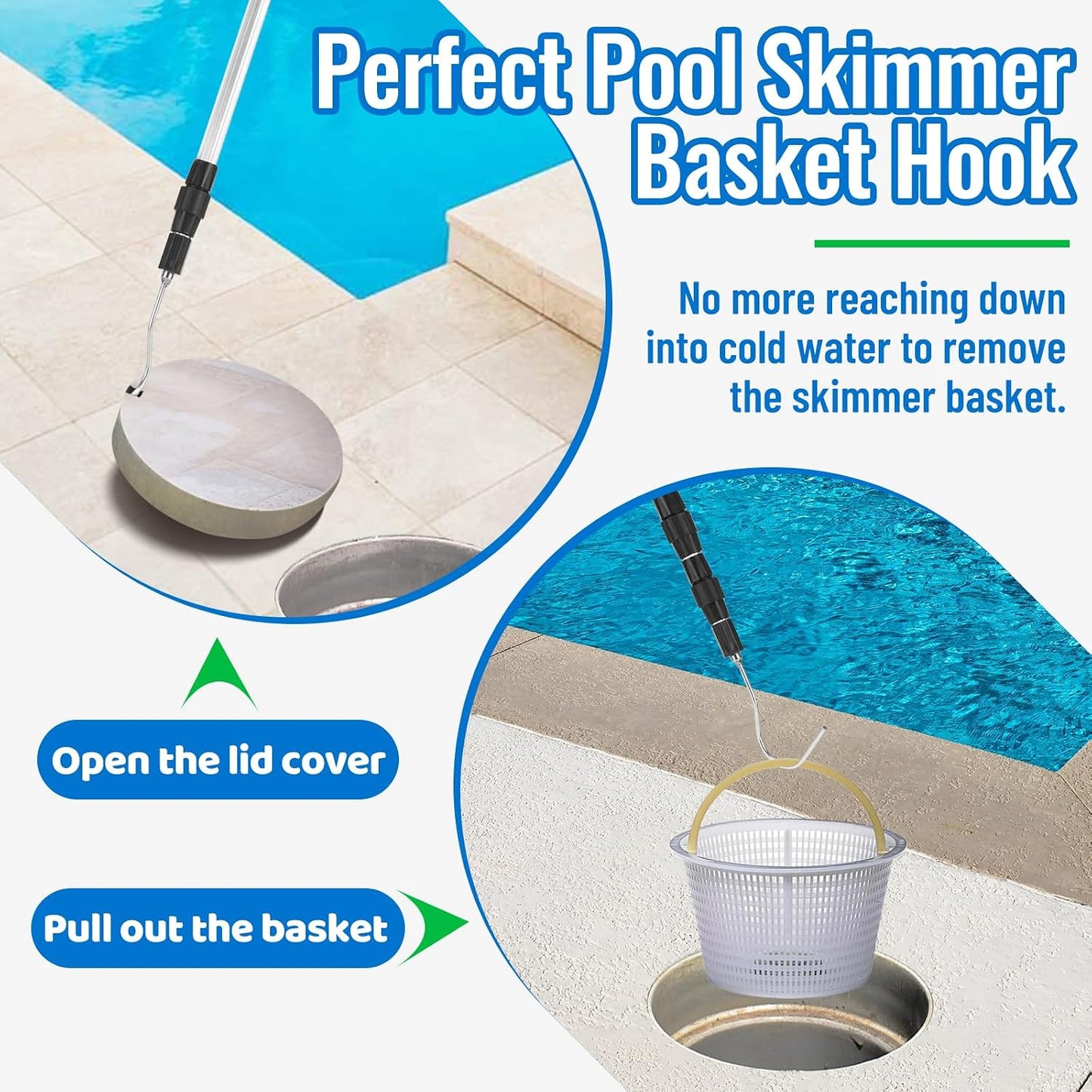 Gancho desnatador piscina cesta plegable 39.7"