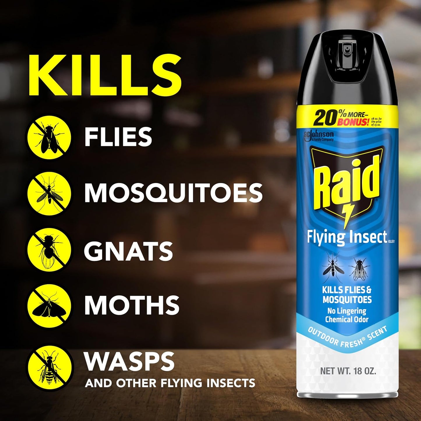 Raid Aerosol para insectos voladores 18oz uso interior y exterior