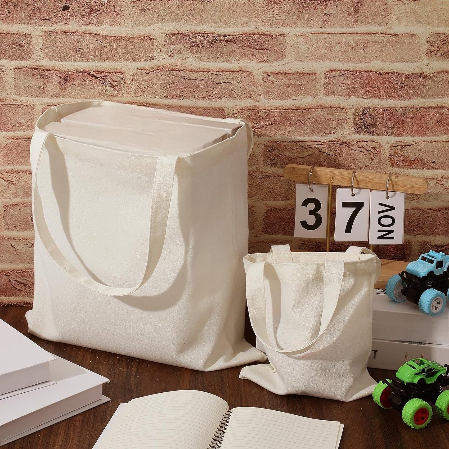 12 Pzas Bolsas Tote Lona Reutilizables 15x15"