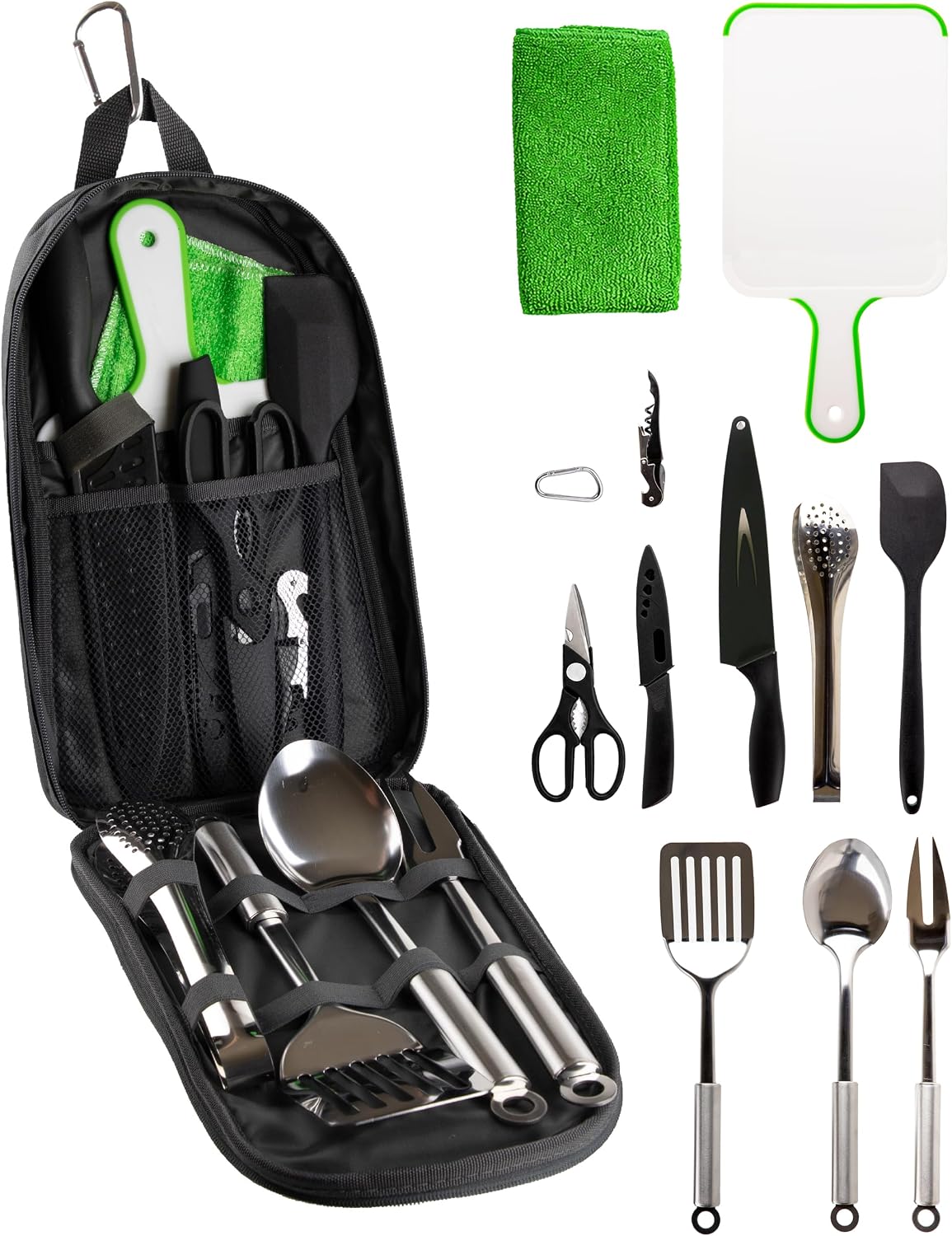 Set 12 Pzas Utensilios Cocina Campamento Estuche Compacto