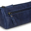 Bolsa maquillaje cuero genuino con cremallera azul