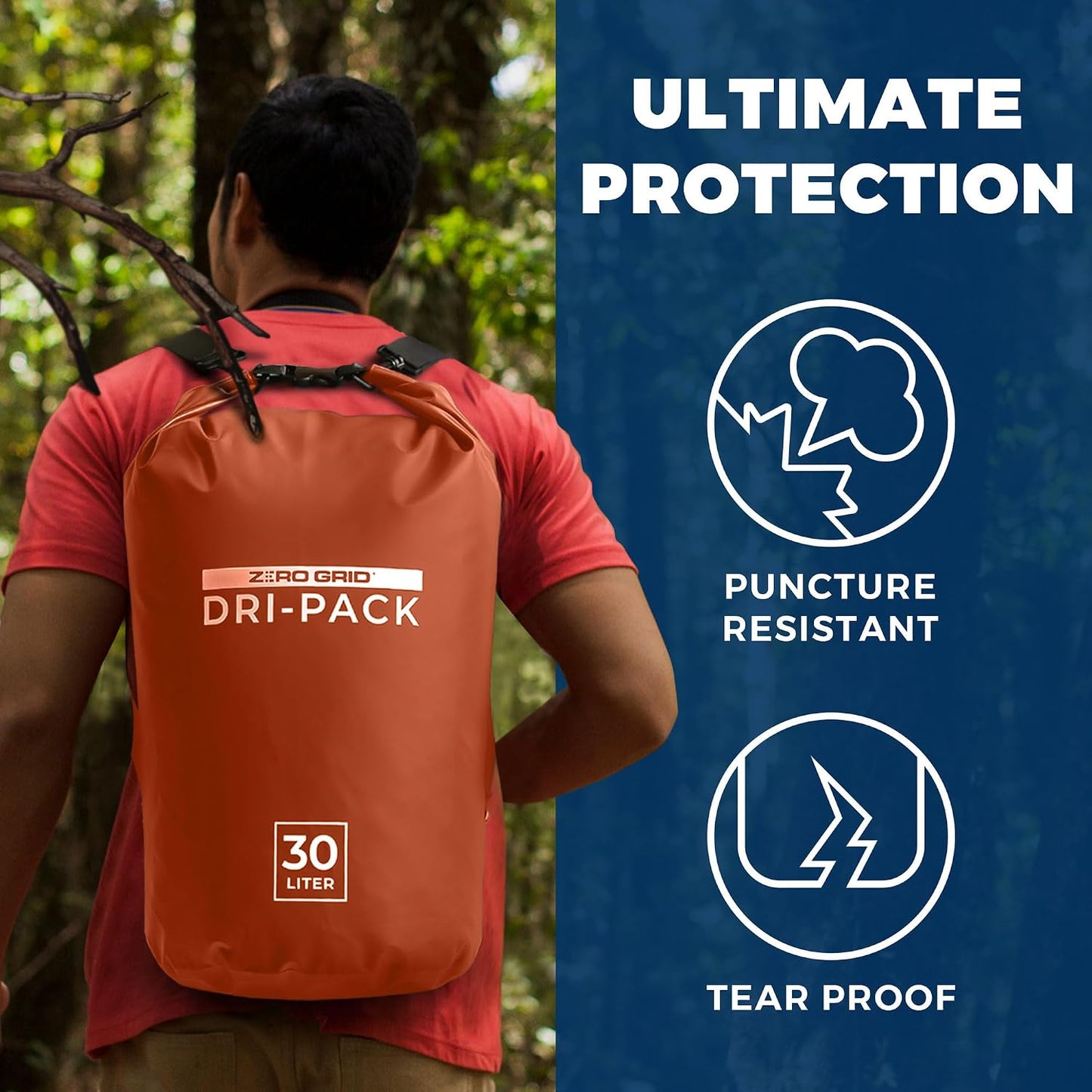 Bolsa seca impermeable 10-40L para mochileros y campamento