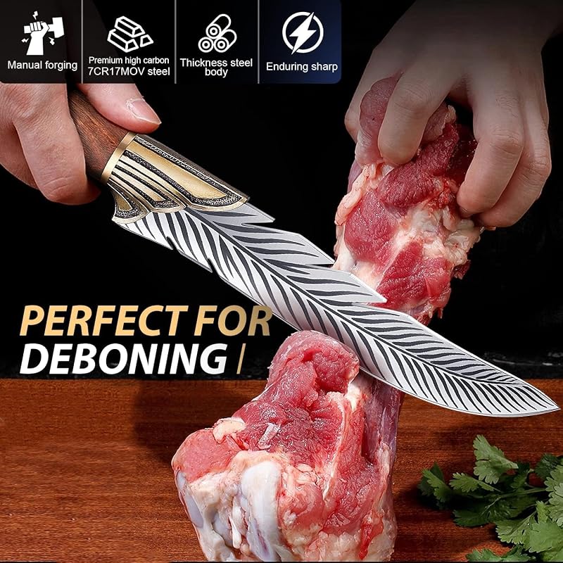 Cuchillo Pluma Forjado Acero Alto Carbono con Funda