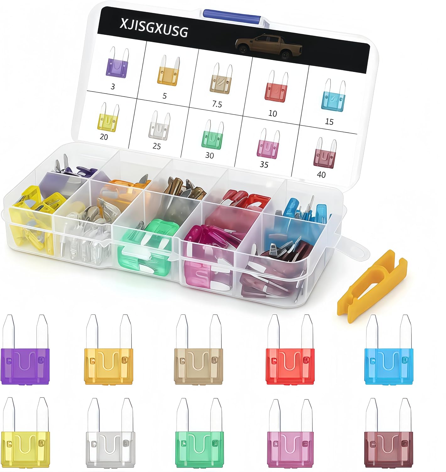 Kit 100 fusibles 3A-40A con herramienta extractora auto