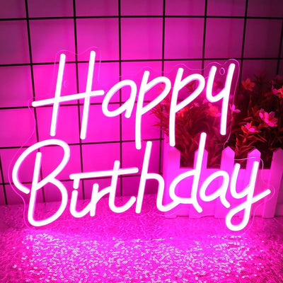Letrero neón feliz cumpleaños LED regulable decoración pared