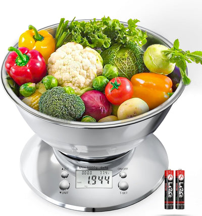 Báscula digital acero inox cocina 11lb con cuenco