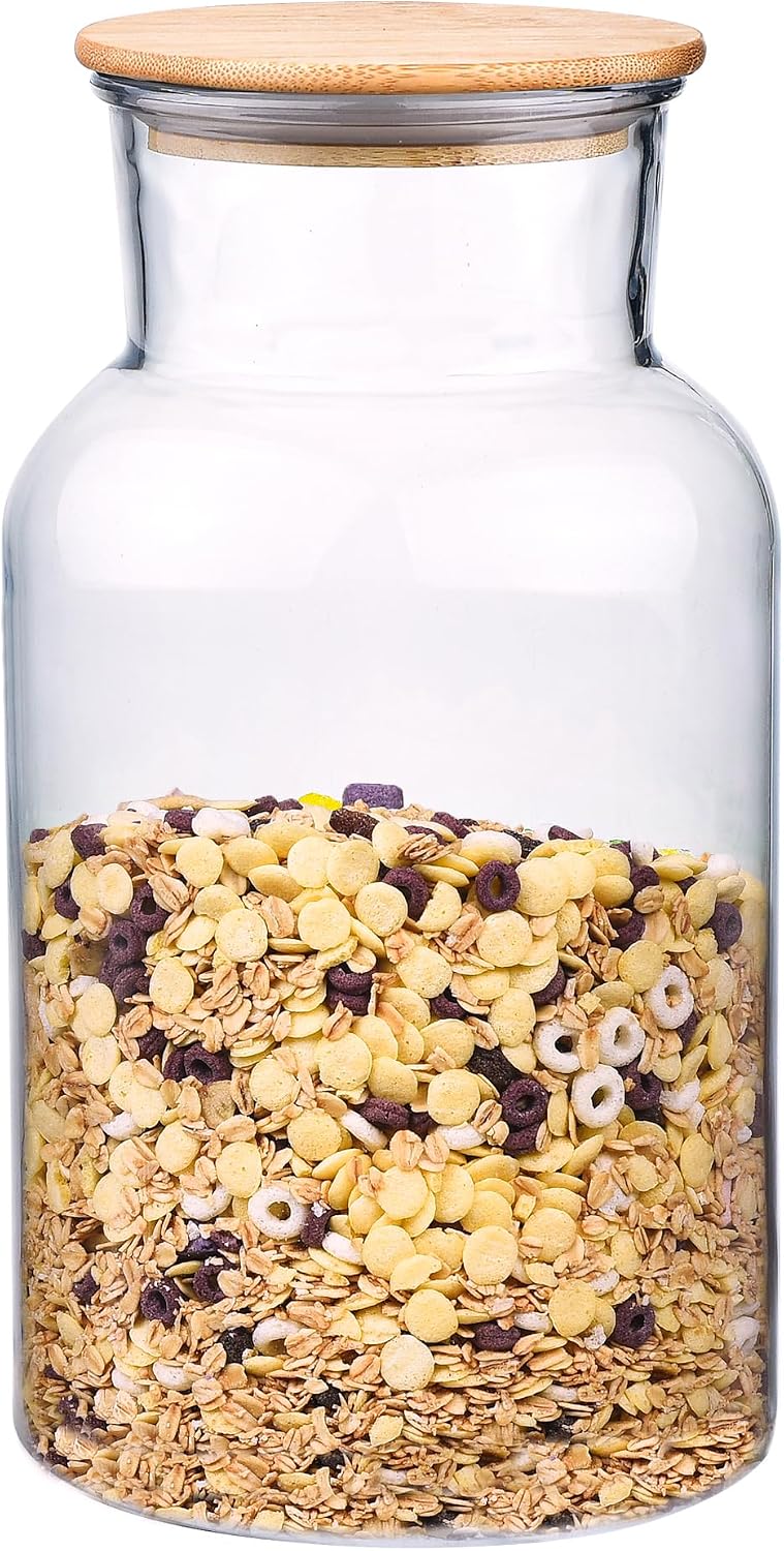 Tarros boticario 100oz plástico grueso con tapa bambú