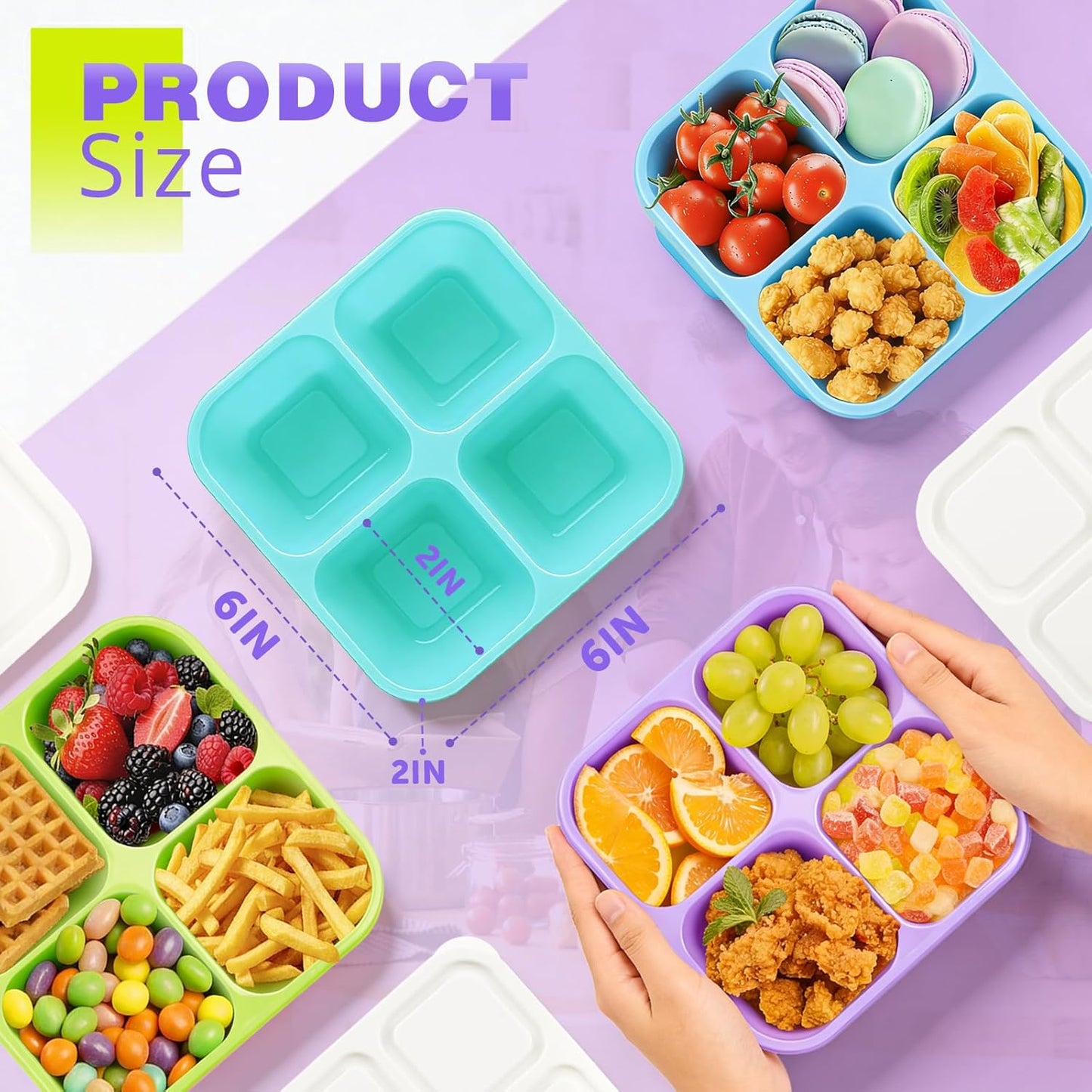 Pack 4 Recipientes Bento Box Reutilizables Apilables