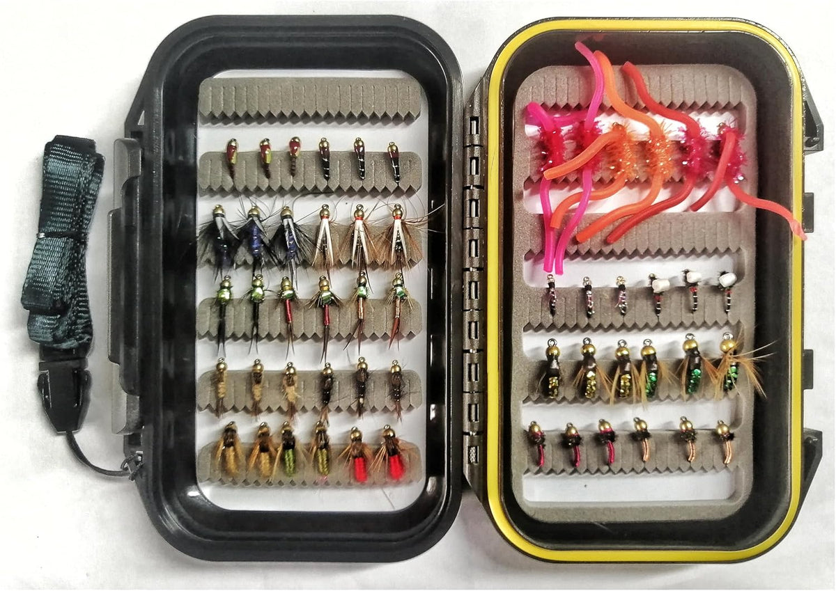 54 Ninfas BH Wet Fly para trucha con caja impermeable