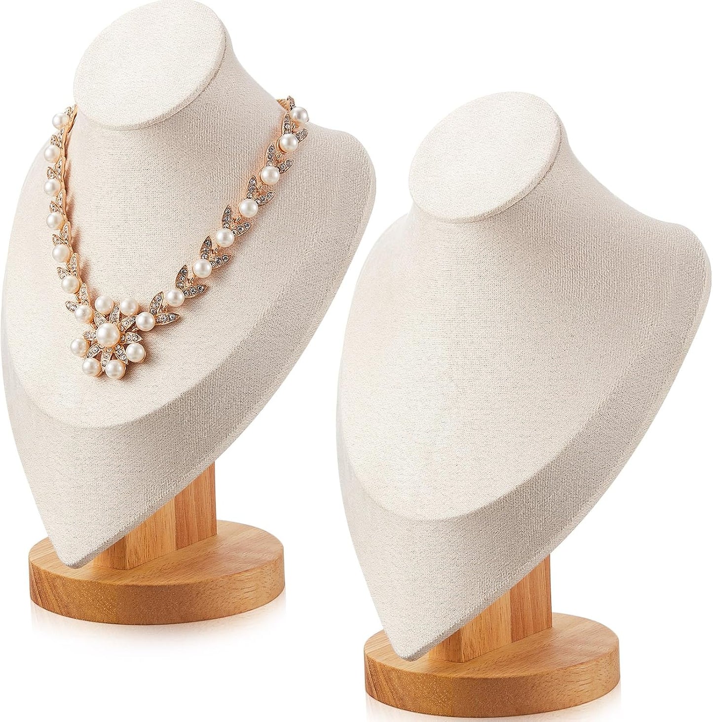 2 Soportes Bambú para Collares Joyería 9.2x6.1" Beige
