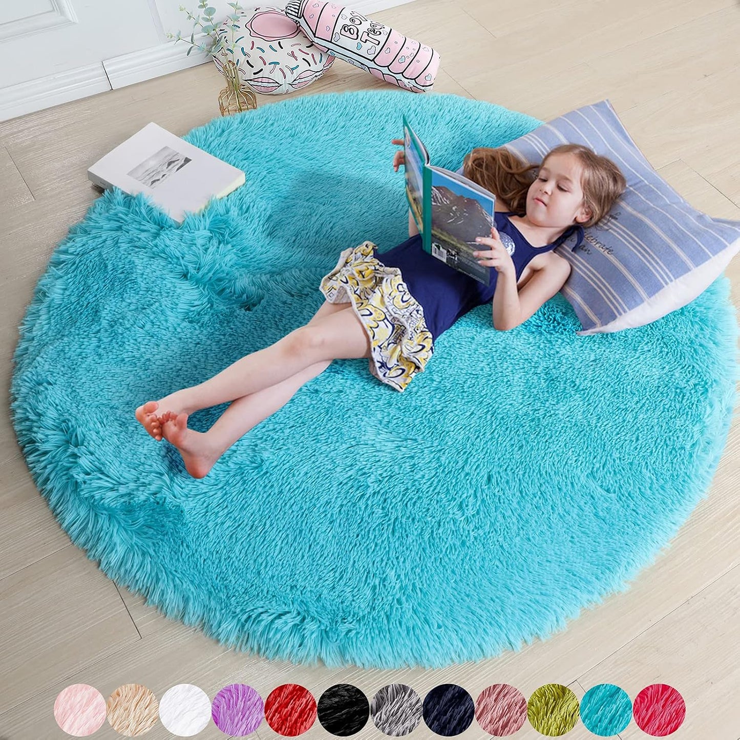 Alfombras redondas suaves para dormitorio niños 4ft