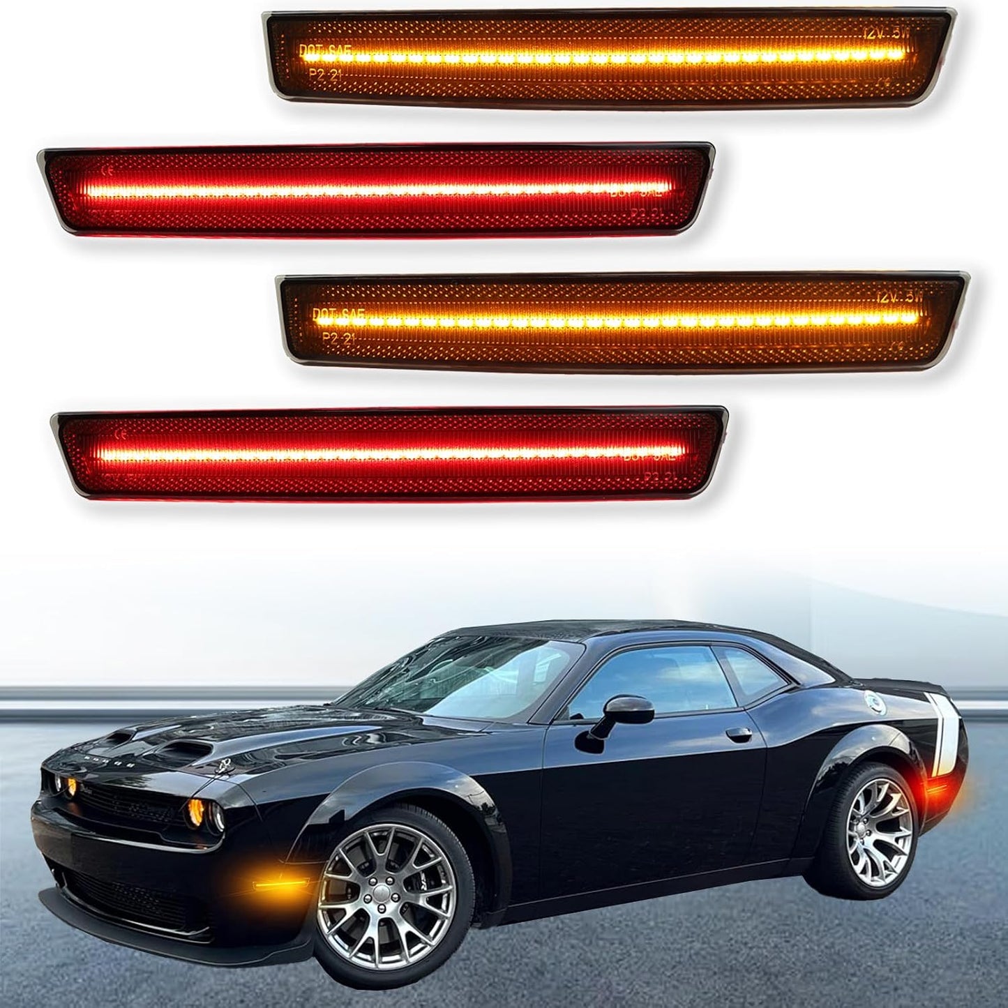 Kit luces señalización lateral led ámbar roja Dodge 15-23