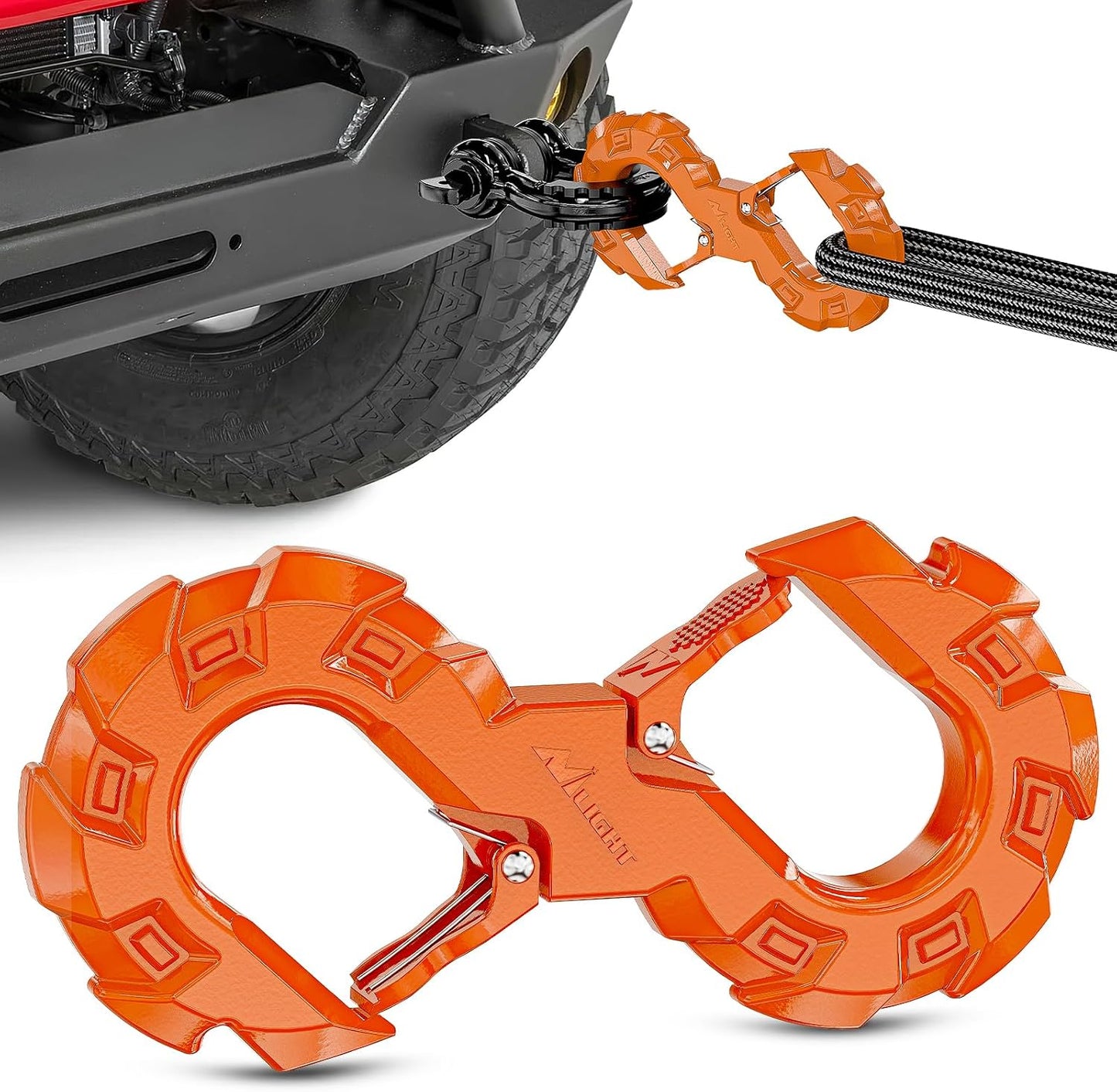 Gancho grillete acero forjado 11000lb Jeep SUV naranja