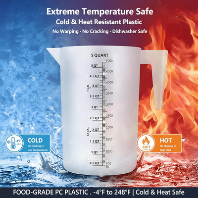 Taza medidora 169.1oz 1gal con marcas para aceite y fluidos