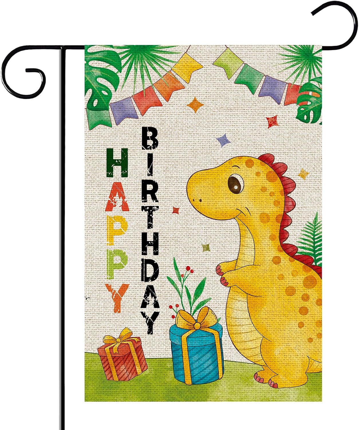 Bandera jardín dinosaurio feliz cumpleaños niño decoración