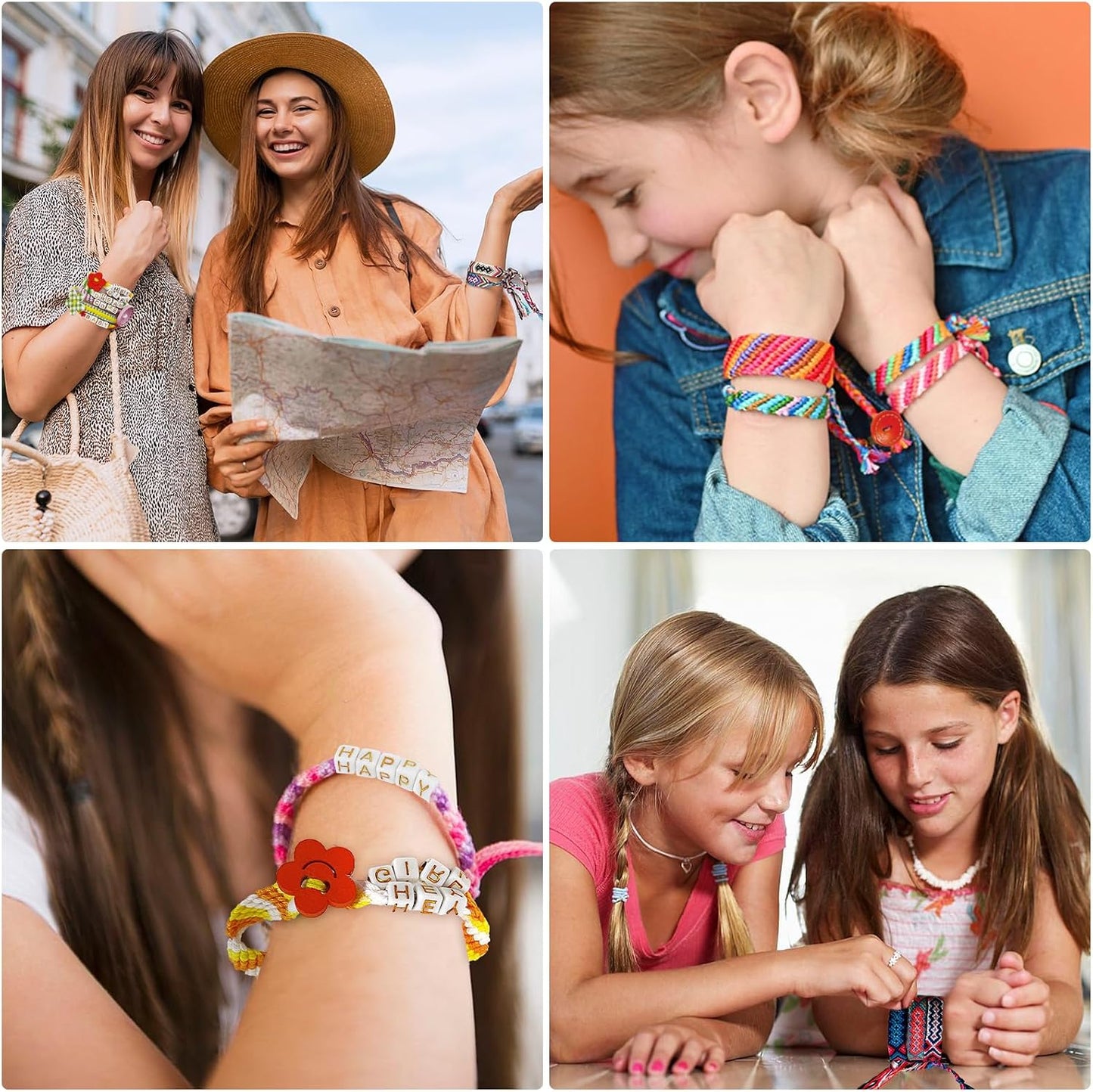 Kit fabricación pulseras amistad niños con hilos y cuentas