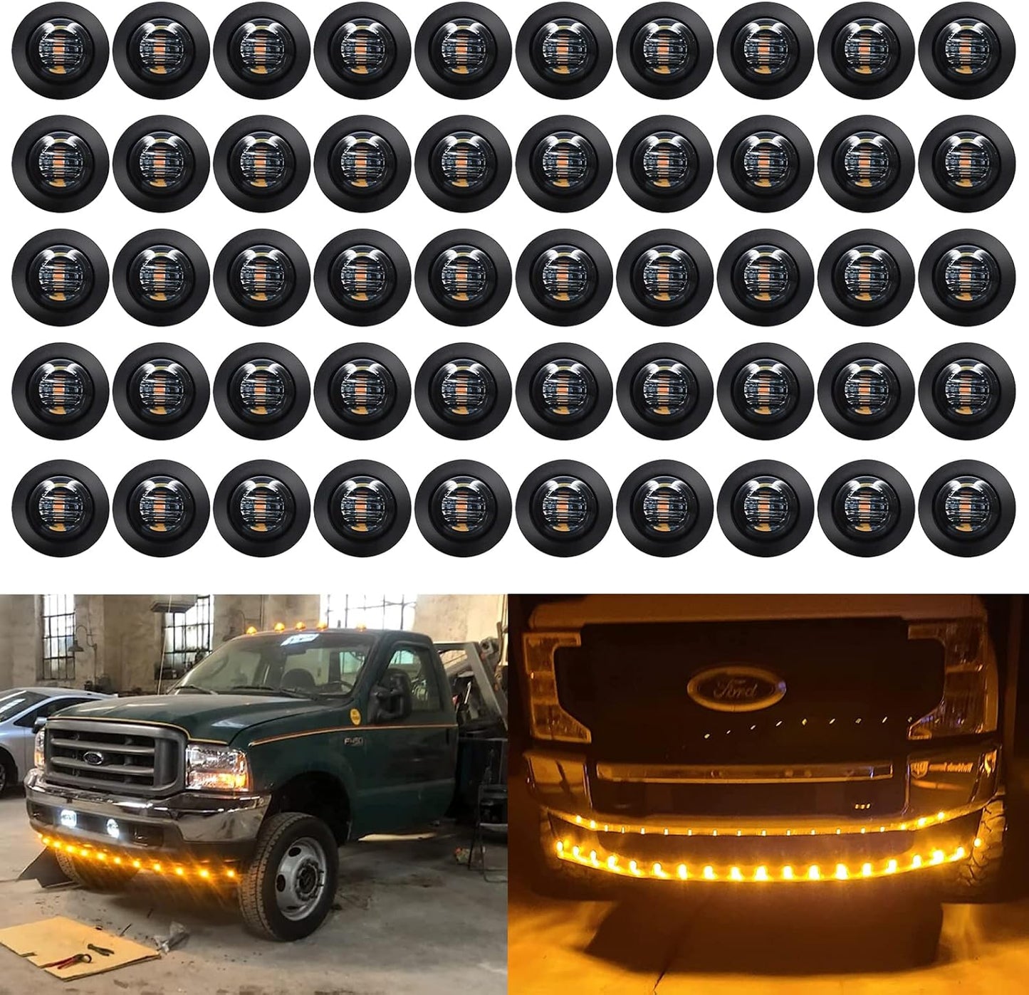 50 Luces Marcador Remolque 3/4" Ámbar LED Impermeables