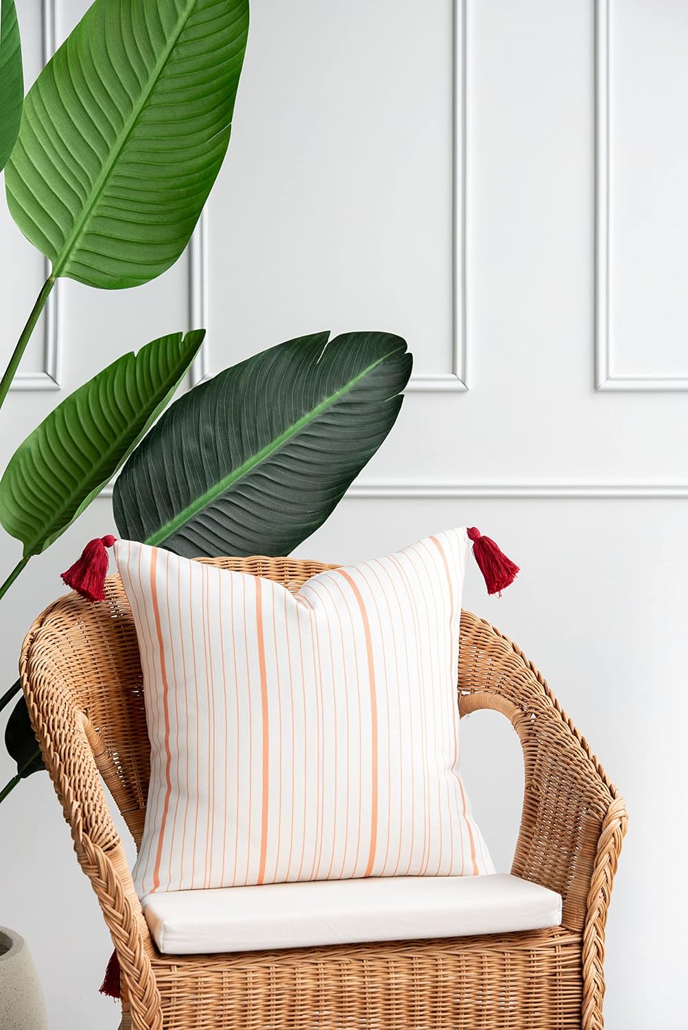 Funda almohada lumbar rayas naranjas 18x18pulg