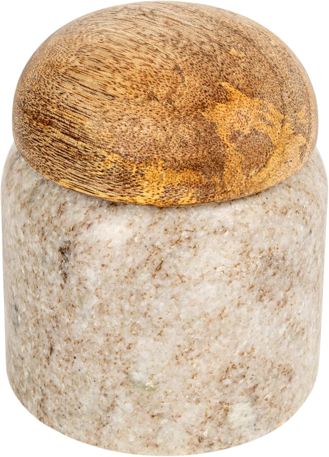 Recipiente Mármol Madera Mango con Tapa Natural