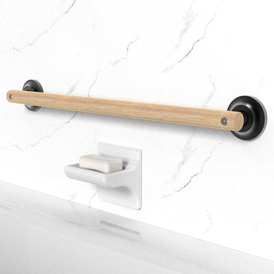Barra agarre bambú baño inodoro 24" negro mate ADA